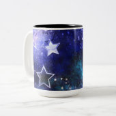 Tasse 2 Couleurs Arrière - plan spatial avec étoiles (Devant gauche)