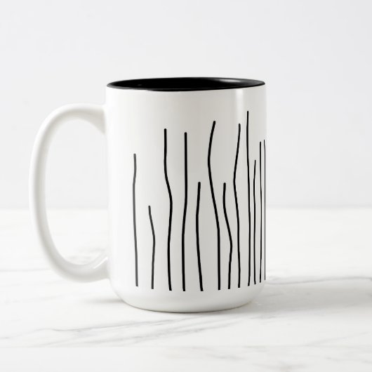 Tasse 2 Couleurs Art Abstrait Black White Lines Minimalisme (Gauche)