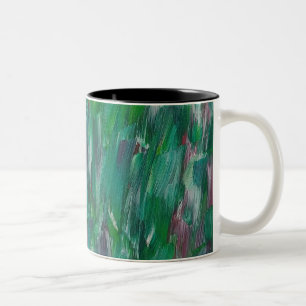 Tasse 2 Couleurs Art Abstrait Coloré Vert Rouge Blanc Caché