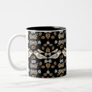 Tasse 2 Couleurs Art abstrait d'oiseau géométrique moderne en or