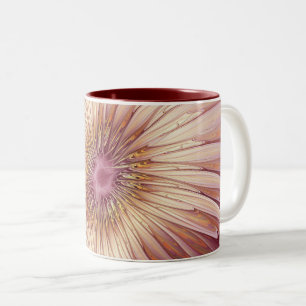Tasse 2 Couleurs Art Abstrait Fractal Fleur & Tons de Bourgogne