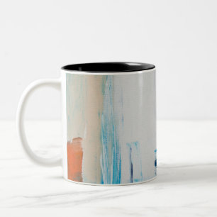 Tasse 2 Couleurs Art abstrait moderne bleu orange