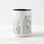 Tasse 2 Couleurs Art Abstrait Noir Blanc Lignes Twirl Minimalisme (Centre)