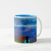 Tasse 2 Couleurs art abstrait original Big Wave matins (Devant droit)