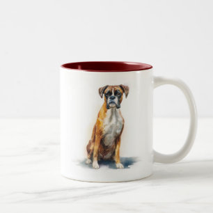 Tasse 2 Couleurs Art aquarelle de chien Boxer