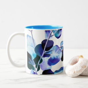 Tasse 2 Couleurs art aquarelle de feuilles de gomme d'Eucalyptus