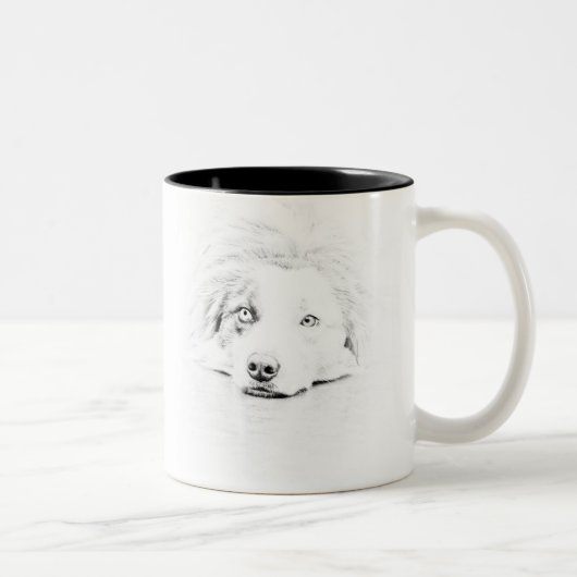 Tasse 2 Couleurs Art australien de chien de berger (Droit)