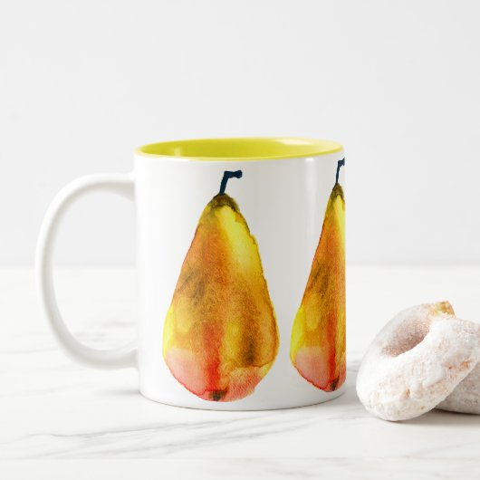 Tasse 2 Couleurs Art de la poire d'or (Avec donut)