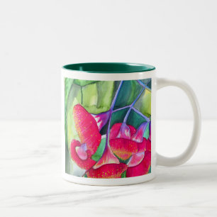 Tasse 2 Couleurs Art de l'aquarelle australienne à fleurs rouges