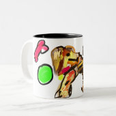 Tasse 2 Couleurs art de retriever doré (Devant gauche)