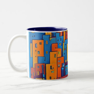 Tasse 2 Couleurs Art de ville abstrait