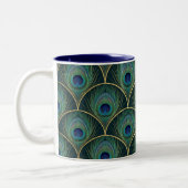 Tasse 2 Couleurs Art Deco Peacock Feather Geometric Pattern (Gauche)