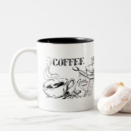 Tasse 2 Couleurs Art du café  (Avec donut)