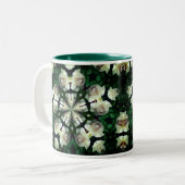 Tasse 2 Couleurs Art du kaléidoscope à fleurs de rose blanche (Devant gauche)