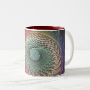 Tasse 2 Couleurs Art fractal abstrait moderne coloré Escargot