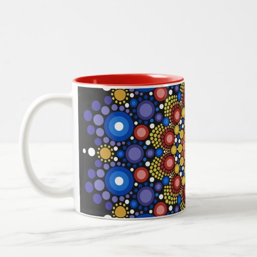 Tasse 2 Couleurs Art Fractal Floral Dotée Rétro Mandala (Gauche)