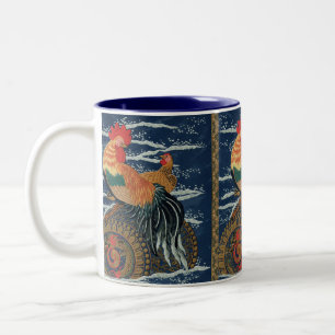 Tasse 2 Couleurs Art japonais vintage représentant un coq dragon fe