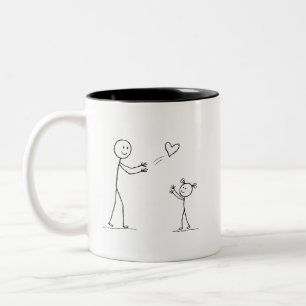 Tasse 2 Couleurs Art minimaliste de figures bâtons de mère et fille