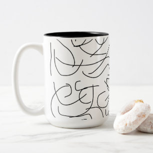Tasse 2 Couleurs Art minimaliste en lignes noir et blanc