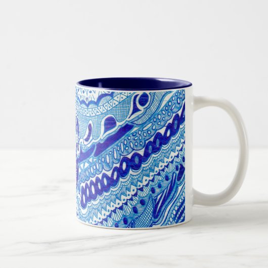 Tasse 2 Couleurs Art motif de style Royal Blue et White Ming (Droit)