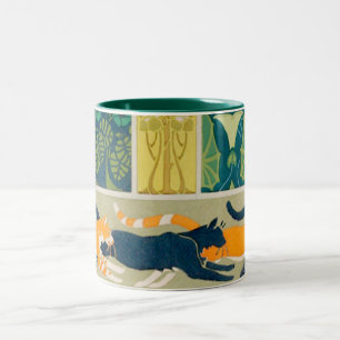 Tasse 2 Couleurs Art Nouveau Cats and Flowers