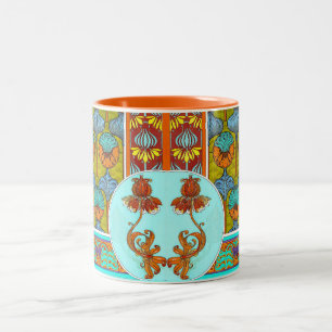 Tasse 2 Couleurs Art nouveau floral vintage fleurs victorien