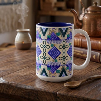 Tasse 2 Couleurs Art populaire bohème