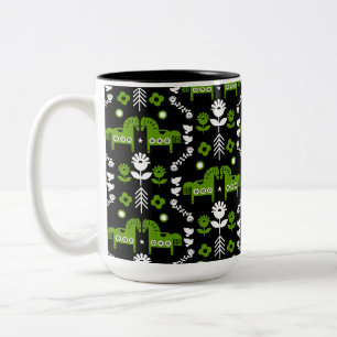 Tasse 2 Couleurs Art populaire de cheval scandinave