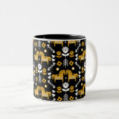 Tasse 2 Couleurs Art populaire de cheval scandinave (Devant droit)