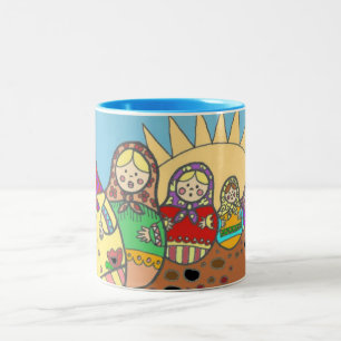 Tasse 2 Couleurs Art populaire d'Ukrainien de poupées d'emboîteme
