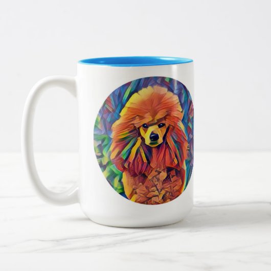 Tasse 2 Couleurs Art rouge de caniche (Gauche)