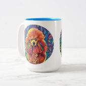 Tasse 2 Couleurs Art rouge de caniche (Devant gauche)