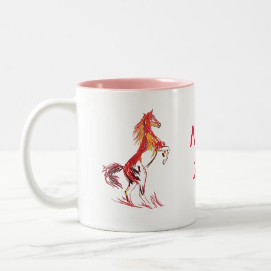 Tasse 2 Couleurs Art sauvage, cheval rouge (Gauche)