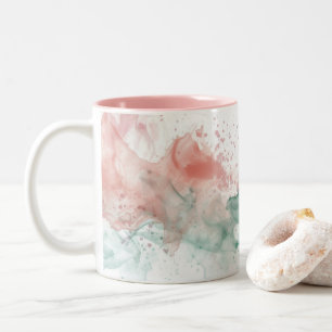 Tasse 2 Couleurs Art Splash Rose Pâle et Vert Sauge