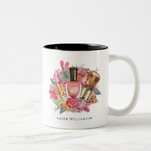 Tasse 2 Couleurs Artiste de Maquillage Beauté Florale Rose Moderne