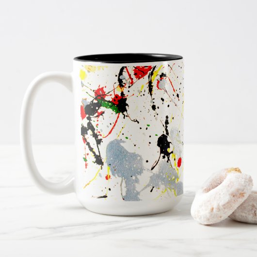 Tasse 2 Couleurs Artistes Paint Splatter (Avec donut)
