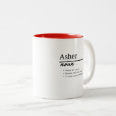 Tasse 2 Couleurs Asher, Garçon Nom Personnalisé Définition (Devant droit)