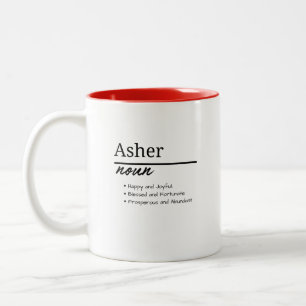 Tasse 2 Couleurs Asher, Garçon Nom Personnalisé Définition