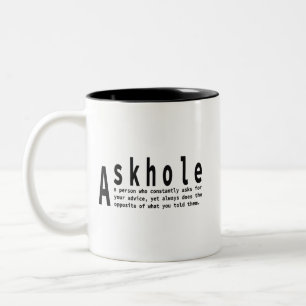Tasse 2 Couleurs Askhole - Définition du dictionnaire sarcastique