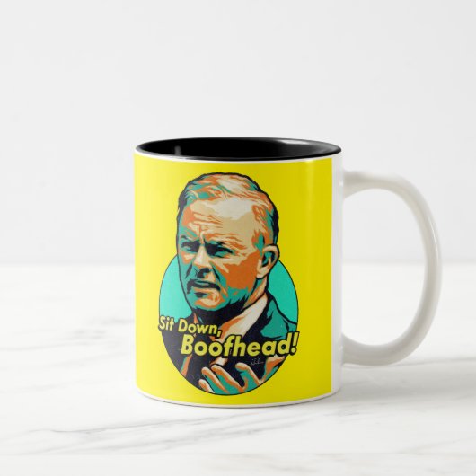 Tasse 2 Couleurs Asseyez-vous, Boofhead ! (Droit)