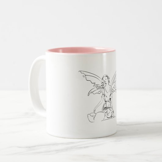 Tasse 2 Couleurs Assis Fée avec des ailes... (Devant gauche)