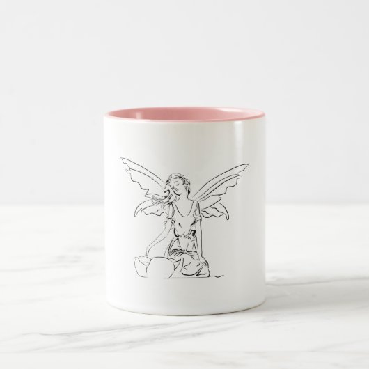 Tasse 2 Couleurs Assis Fée avec des ailes... (Centre)