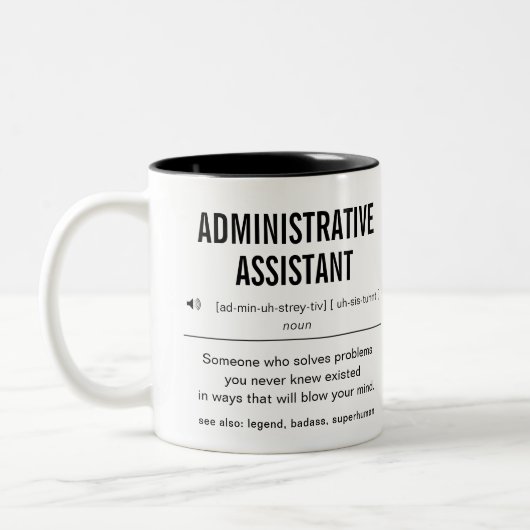 Tasse 2 Couleurs Assistant administratif personnalisé amusant (Gauche)