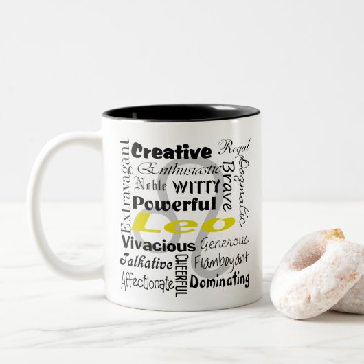 Tasse 2 Couleurs Astrologie de Leo Zodiac - Collage Horoscope (Avec donut)