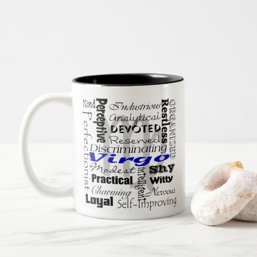 Tasse 2 Couleurs Astrologie de l'horoscope de Virgo Motif de collag (Avec donut)