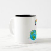 Tasse 2 Couleurs astronaute avec ballons terre d'atterrissage (Devant gauche)