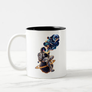 Tasse 2 Couleurs Astronaute Cosmique Lisant une Aventure Spatiale
