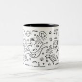 Tasse 2 Couleurs Astronaute dans le griffonnage de l'espace (Centre)