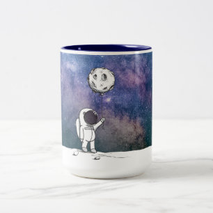Tasse 2 Couleurs Astronaute dans l'espace avec ballon de lune cosmo