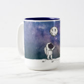 Tasse 2 Couleurs Astronaute dans l'espace avec ballon lunaire cosmo (Devant gauche)